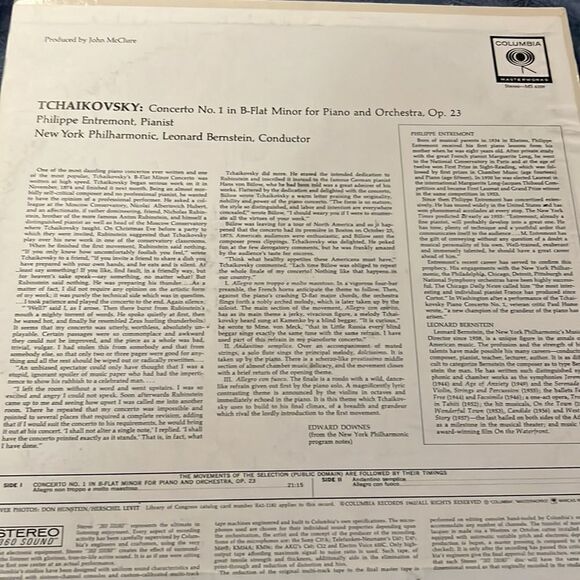 Tchaikovsky: Piano Concerto No. 1 Entremont, Piano. NYP, Bernstein, VG - Picture 2 of 6
